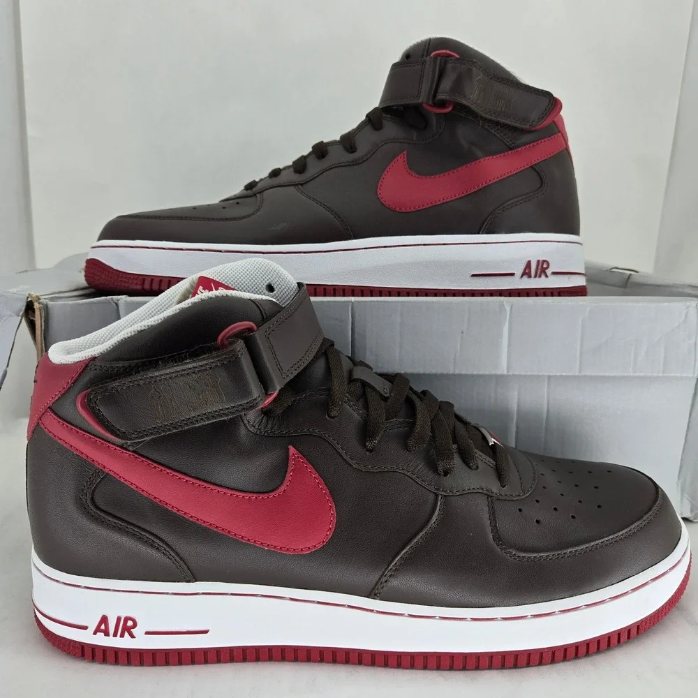 Nike Air Force 1 Mid 07 VTG Players Baroque Brown Varsity Red 315091-261 Mens 13